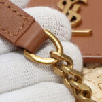 Saint Laurent Mini Manon In Raffia And Aged Vegetable-Tanned Leather Coffee